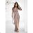 Women's long sleeve formal dress (34-48) POLISH FASHION PMLBC25314-01 Brown 34
