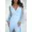 Women's long sleeve formal dress (34-48) POLISH FASHION PMLBC25314-01 Light blue 42