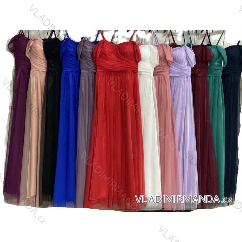 Long party dress glittering tulle Carmen with straps for women (S/M/L ONE SIZE) ITALIAN FASHION IMC24429