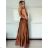 Women's Long Elegant Variable Sleeveless Dress (S/M ONE SIZE) ITALIAN FASHION IMPDY23MDUE991505 beige S / M / L