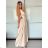 Women's Long Elegant Variable Sleeveless Dress (S/M ONE SIZE) ITALIAN FASHION IMPDY23MDUE991505 beige S / M / L