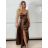 Women's long elegant party dress with straps (S/M ONE SIZE) ITALIAN FASHION IMPBB23B23376/DU -   olive green -   S / M