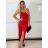 Women's long elegant party dress with straps (S/M ONE SIZE) ITALIAN FASHION IMPBB23B23376 -   red -   S / M / L