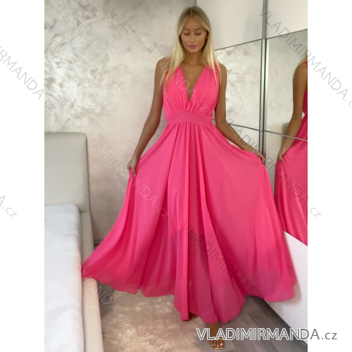 Women's Sleeveless Long Party Dress (S/M ONE SIZE) ITALIAN FASHION IMPBB22 IMPBB225009kt/DRU S/M neon pink
