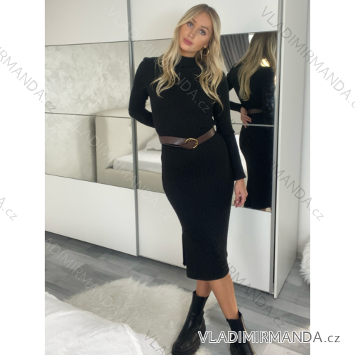 Women's Long Sleeve Leather Jacket (S-XL) ITALIAN FASHION IMM23MS228058 S/M black