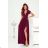 Women's Long Elegant Dress with Wide Straps (SL) FRENCH FASHION FMPEL23VELVET wine 46
