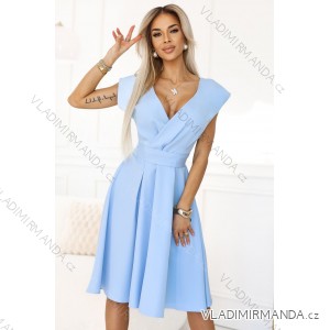 Midi dress with a letter neck, short sleeves, women's fashion SCARLETT (S - 2XL) Polish fashion NMC-348-12/DR