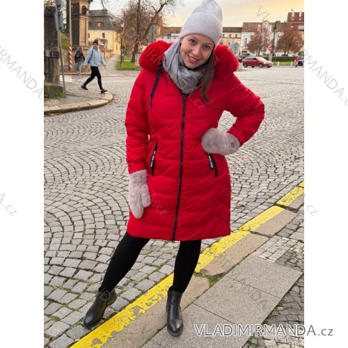 Women's oversized winter coat (S-2XL) SKORP HH-2408/DUR M red