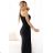 600-1 SELENA stunning long one-shoulder dress with glitter shine and a slit on the leg  BLACK black M