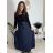 Women's long pleated skirt with belt (S/M/L ONE SIZE) ITALIAN FASHION IMC25333 S / M / L black