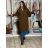 Women's 3/4 long sleeve shirt dress (XS/S/M ONE SIZE) ITALIAN FASHION IMD25030 M/L/XL Brown