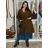 Women's 3/4 long sleeve shirt dress (XS/S/M ONE SIZE) ITALIAN FASHION IMD25030 M/L/XL Brown