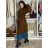 Women's 3/4 long sleeve shirt dress (XS/S/M ONE SIZE) ITALIAN FASHION IMD25030 M/L/XL Brown