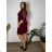 Women's short sleeve dress oversized (L-3XL) POLISH FASHION PMF20013 42 wine