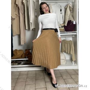 Women's long warm pleated skirt with belt (S/M/L ONE SIZE) ITALIAN FASHION IMC24594