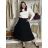 Women's long warm pleated skirt with belt (S/M/L ONE SIZE) ITALIAN FASHION IMC24594 S / M / L black