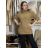 Dress knitted sweater extended turtleneck with belt women (uni sl) ITALIAN FASHION IMC191354IMD / DR brown
