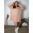 Knitted Dress Ala Sweater Long Sleeve Women's Plus Size (XL / 2XL ONE SIZE) ITALIAN FASHION IM4212262 Old-pink