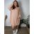 Knitted Dress Ala Sweater Long Sleeve Women's Plus Size (XL / 2XL ONE SIZE) ITALIAN FASHION IM4212262 Old-pink