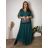 Women's short sleeve summer casual dress (S/M/L ONE SIZE) ITALIAN FASHION IMWGB25022  dark emerald