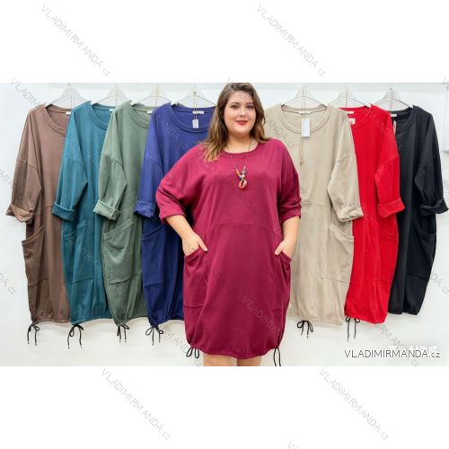 Casual dress with pockets, long sleeves, women's oversized (54/56/58 ONE SIZE) ITALIAN FASHION IM425845