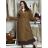 Fleece coat with belt, long sleeves, women's oversized (44/46/48 ONE SIZE) ITALIAN FASHION IMC25527 M/L/XL light brown