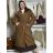 Fleece coat with belt, long sleeves, women's oversized (44/46/48 ONE SIZE) ITALIAN FASHION IMC25527 M/L/XL light brown