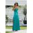 Women's Strapless Long Satin Party Dress (34-42) POLISH FASHION PMLEL24NATHALIE turquoise 36