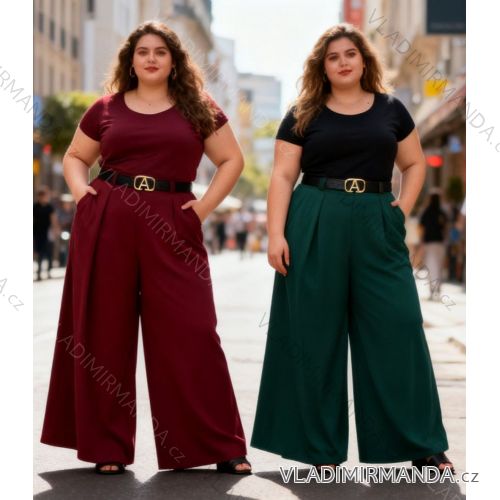 Elegant trousers with belt for women, oversized (44/46/48 ONE SIZE) ITALIAN FASHION IM425557