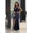 Women's Strapless Long Satin Party Dress (34-42) POLISH FASHION PMLEL24NATHALIE dark blue 36