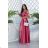 Women's Strapless Long Satin Party Dress (34-42) POLISH FASHION PMLEL24NATHALIE dark pink 36