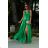 Women's Strapless Long Satin Party Dress (34-42) POLISH FASHION PMLEL24NATHALIE green 36