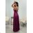Women's Strapless Long Satin Party Dress (34-42) POLISH FASHION PMLEL24NATHALIE purple 