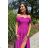 Women's Strapless Long Satin Party Dress (34-42) POLISH FASHION PMLEL24NATHALIE purple 34