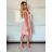 Women's Elegant Short Sleeve Party Dress (S/M ONE SIZE) ITALIAN FASHION IMHMS24259 -   pink baby -   S / M