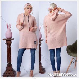 Knitted sweater with hood, long sleeves, women's oversized (48/50/52 ONE SIZE) ITALIAN FASHION IM425890