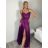 Long satin strapless evening dress for women (XS/S/M ONE SIZE) ITALIAN FASHION IMC25119