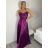 Long satin strapless evening dress for women (XS/S/M ONE SIZE) ITALIAN FASHION IMC25119