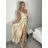 Long summer satin dress with straps women with belt (UNI S / M) ITALIAN FASHION IMM22INFINITE
