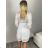 Women's Summer Boho Lace 3/4 Long Sleeve Dress (S/M ONE SIZE) ITALIAN FASHION IMWAD232501 S / M / L white