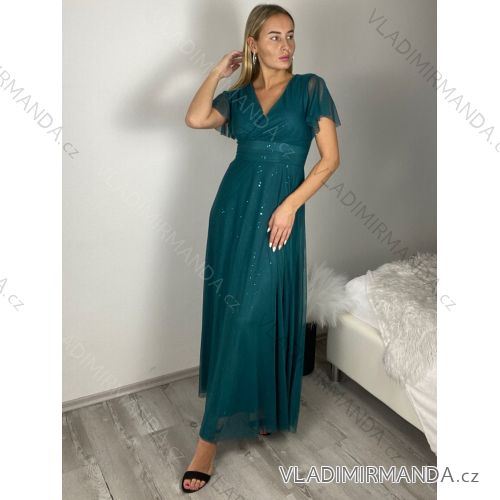 Women's Strapless Long Party Dress (S/M ONE SIZE) ITALIAN FASHION IMPSH245192 S / M modrá petrolejová