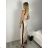 Šaty dlouhé letní saténové na ramínka dámské (UNI S/M) ITALSKÁ MÓDA IMM204431 S / M / L beige