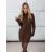 Women's Elegant Long Sleeve Dress (S/M ONE SIZE) ITALIAN FASHION IMPBB23B20866 S / M / L Brown