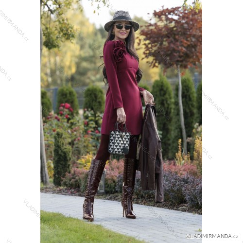 Women's strapless tulle party dress (S/M/L ONE SIZE) ITALIAN FASHION IM923001 vínová bordo 34