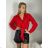 Women's Satin Long Sleeve Shirt (S/M/L ONE SIZE) ITALIAN FASHION IM322560 S / M / L red