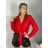 Women's Satin Long Sleeve Shirt (S/M/L ONE SIZE) ITALIAN FASHION IM322560 S / M / L red