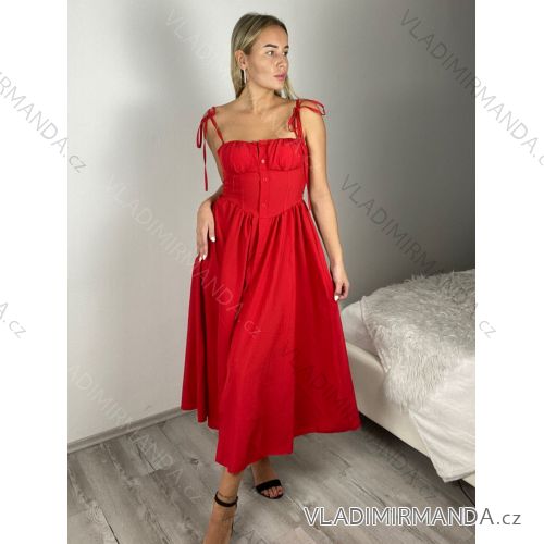 Long summer shirt dress with straps for women (S/M/L ONE SIZE) ITALIAN FASHION IMPBB25B25107 S / M / L red