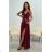 Long elegant satin strapless dress for women (34-40) POLISH FASHION PMLEL24MARINA wine 