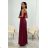 Long elegant satin strapless dress for women (34-40) POLISH FASHION PMLEL24MARINA wine 