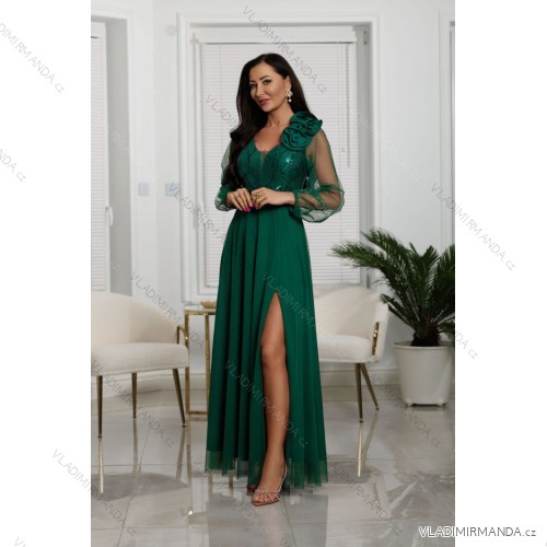Long elegant satin strapless dress for women (34-40) POLISH FASHION PMLEL24MARINA green 36